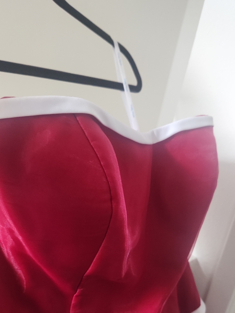 Pretty Maids Claret Strapless Dress with White Trim And Bow - Picture 5 of 8
